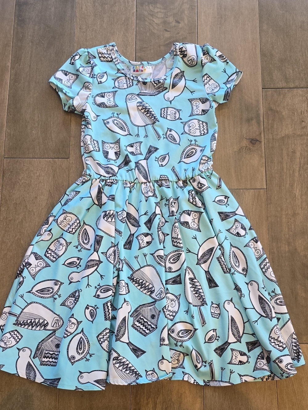 Dot Dot Smile Aqua Bird & Owl Print Dress